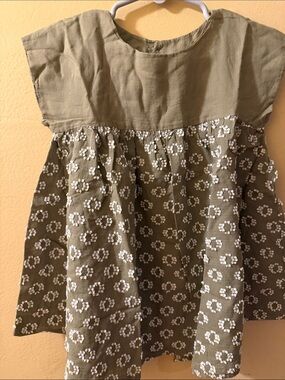 1+ in the family Olive Green Floral Embroidered Girls' Casual Dress